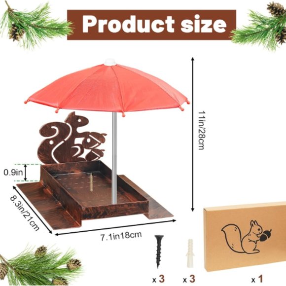 Squirrel & Chipmunk Miniature Metal Picnic Table w/Corn Cob Holder & Umbrella - Picture 2 of 11